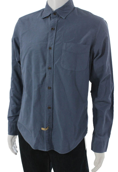 J Crew Mens Slim Untucked Button Down Shirt Blue Cotton Size Medium