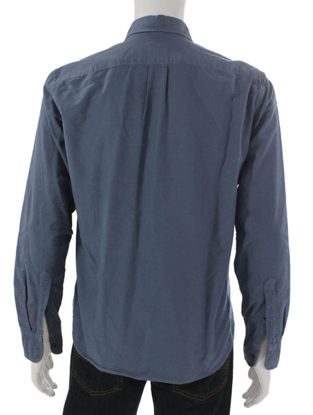 J Crew Mens Slim Untucked Button Down Shirt Blue Cotton Size Medium