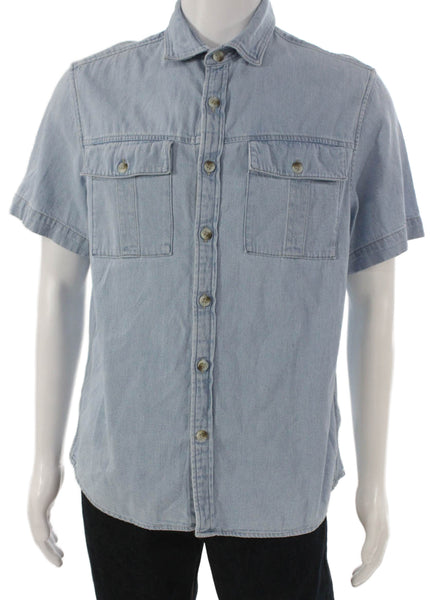 Banana Republic Mens Denim Button Down Shirt Blue Cotton Size Medium