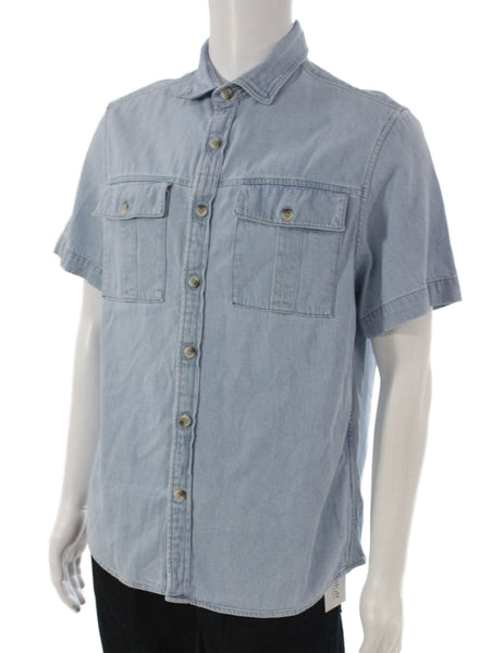 Banana Republic Mens Denim Button Down Shirt Blue Cotton Size Medium