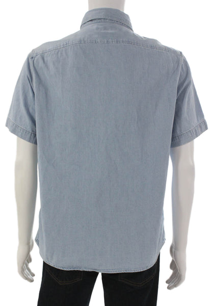 Banana Republic Mens Denim Button Down Shirt Blue Cotton Size Medium