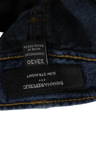 Banana Republic Mens Straight Jeans Blue Cotton Button Fly Size 33