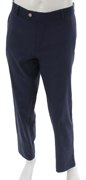 Peter Millar Mens Khakis Blue Polyester Button Fly Solid Inseam 32 Size 34