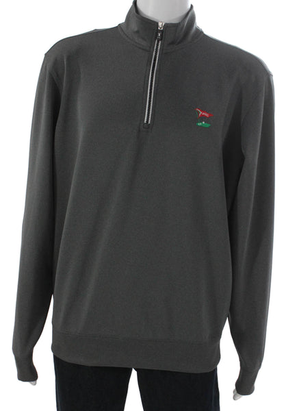 F&G Tech Mens Pullover Sweatshirt Gray Zip Mock Neck Polyester Golf Size L