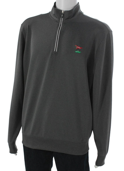 F&G Tech Mens Pullover Sweatshirt Gray Zip Mock Neck Polyester Golf Size L