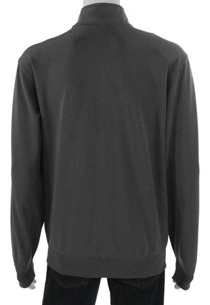F&G Tech Mens Pullover Sweatshirt Gray Zip Mock Neck Polyester Golf Size L