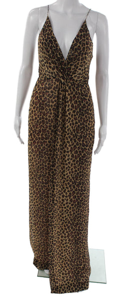 Jonathan Simkhai Women Beige Animal Print V-Neck Sleeveless Jumpsuit Size S