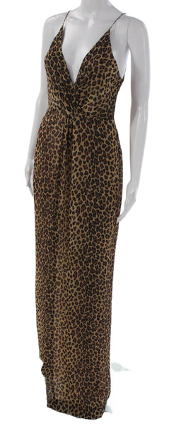 Jonathan Simkhai Women Beige Animal Print V-Neck Sleeveless Jumpsuit Size S