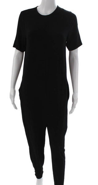 Hatch Womens Jumpsuit Black Polyester Round Neck Short Sleeve Maternity Size 1