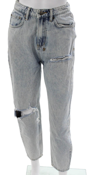 Ksubi Women Tapered Jeans Blue High Rise 100% Cotton Button Size 26