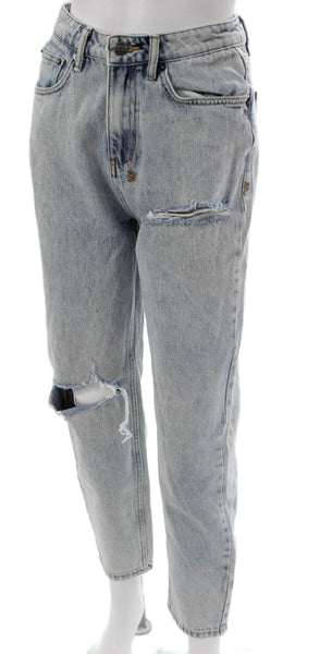 Ksubi Women Tapered Jeans Blue High Rise 100% Cotton Button Size 26