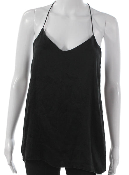 Alexis Women Silk Halter Basic Tank Sleeveless Black Size S