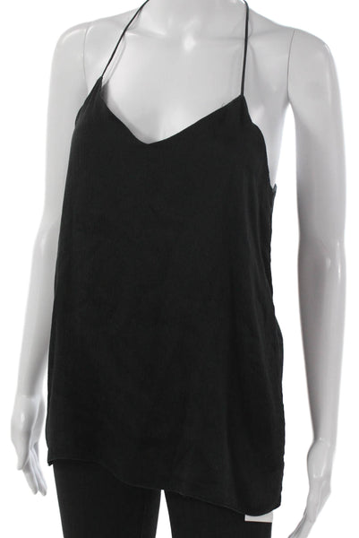 Alexis Women Silk Halter Basic Tank Sleeveless Black Size S
