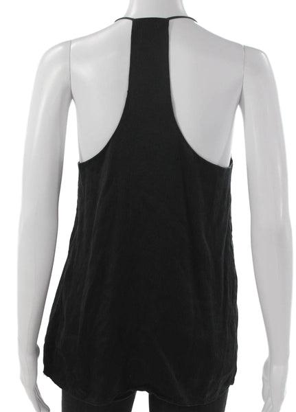 Alexis Women Silk Halter Basic Tank Sleeveless Black Size S