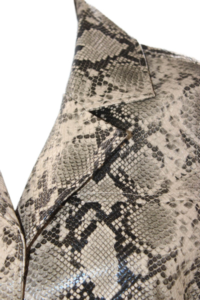 Blank NYC Womens Beige Animal Print Polyurethane Overcoat Long Sleeve Size S