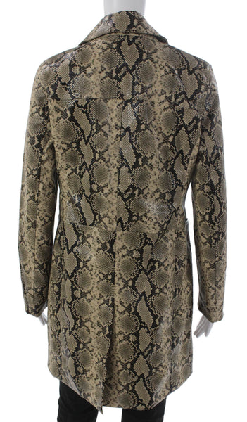 Blank NYC Womens Beige Animal Print Polyurethane Overcoat Long Sleeve Size S