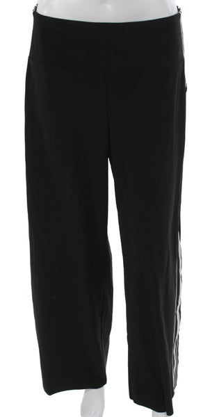 Athleta Womens Striped Print Elastic Waist Track Pants Black Size M