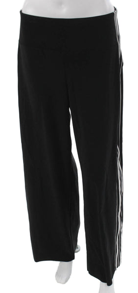 Athleta Womens Striped Print Elastic Waist Track Pants Black Size M