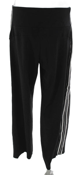 Athleta Womens Striped Print Elastic Waist Track Pants Black Size M