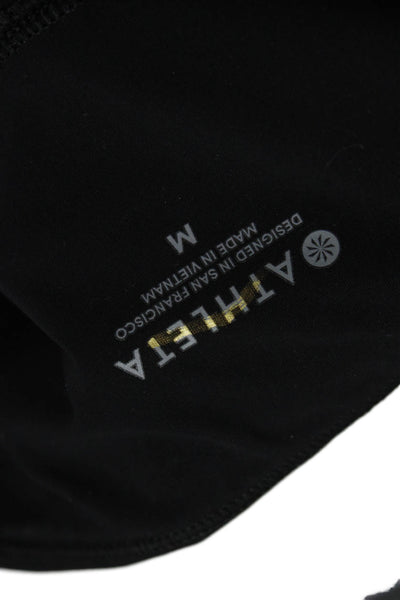 Athleta Womens Striped Print Elastic Waist Track Pants Black Size M