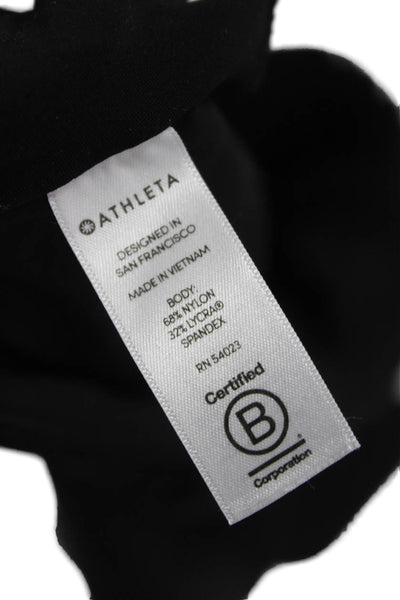 Athleta Womens Striped Print Elastic Waist Track Pants Black Size M