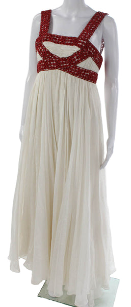 Marchesa Womens Ivory Sweetheart Maxi Dress Sleeveless Zip Full Length Size S