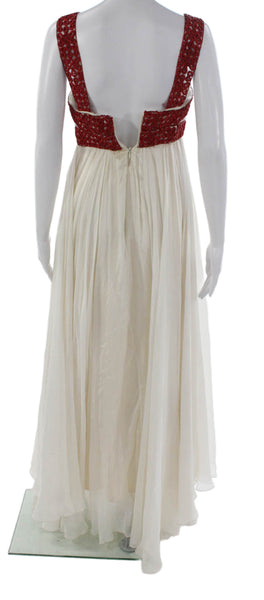 Marchesa Womens Ivory Sweetheart Maxi Dress Sleeveless Zip Full Length Size S