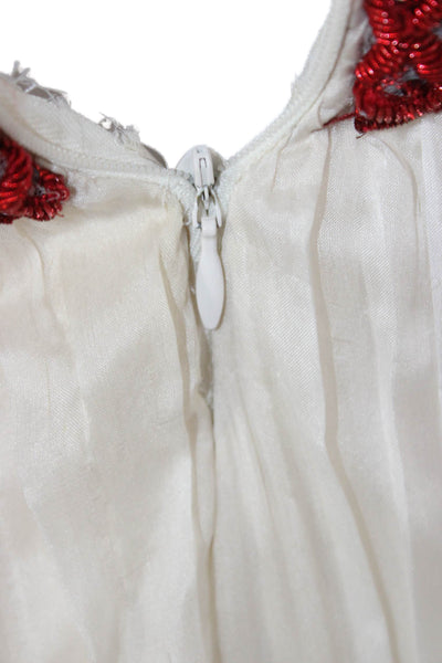 Marchesa Womens Ivory Sweetheart Maxi Dress Sleeveless Zip Full Length Size S