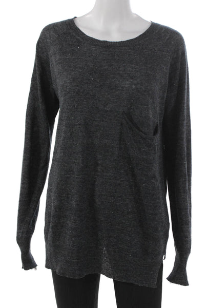 Ma Ry Ya Women Pullover Sweater Gray Linen Crew Neck Long Sleeve Size XS