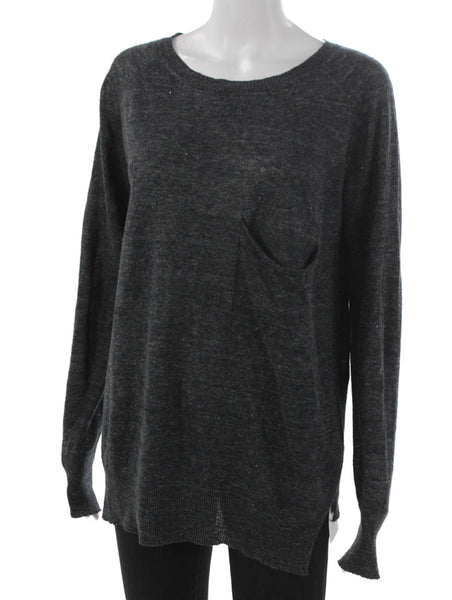 Ma Ry Ya Women Pullover Sweater Gray Linen Crew Neck Long Sleeve Size XS