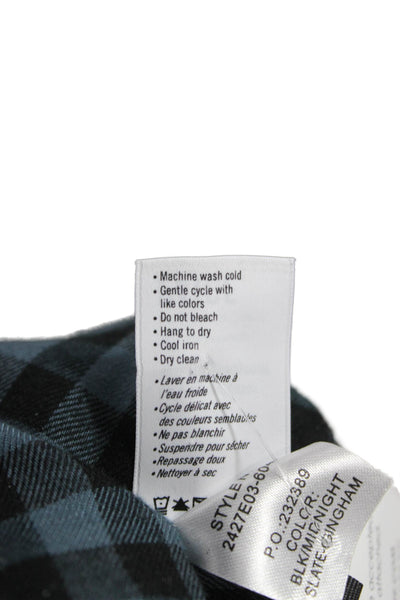 Paige Black Label Women Collared Check Buttonup Black Cotton Long Sleeve Size S