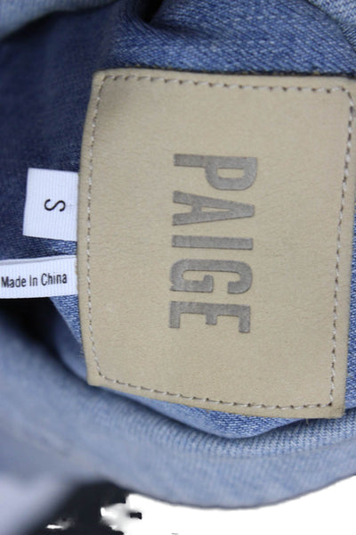 Paige Women Basic Jacket Blue Cotton Button Long Sleeve Solid Size S