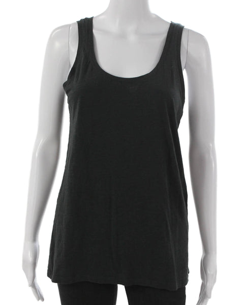 American Vintage Womens Basic Cotton Scoop Neck Tank Gray Sleeveless Size M