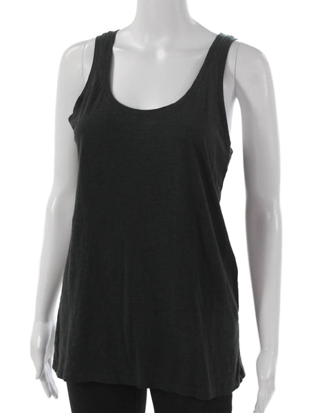 American Vintage Womens Basic Cotton Scoop Neck Tank Gray Sleeveless Size M