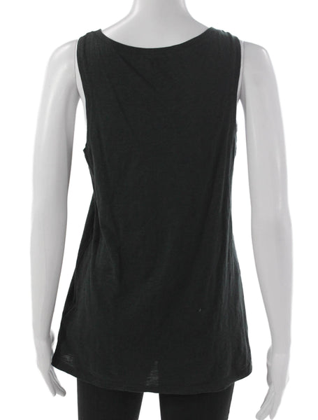 American Vintage Womens Basic Cotton Scoop Neck Tank Gray Sleeveless Size M