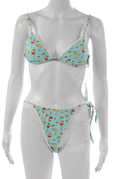 Dippin Daisys Womens Blue Nylon Graphic Print Bikini Set Cocktail Size S