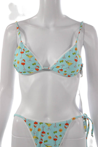 Dippin Daisys Womens Blue Nylon Graphic Print Bikini Set Cocktail Size S