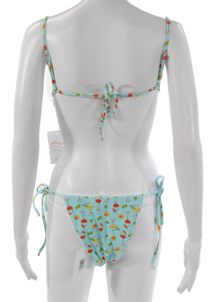 Dippin Daisys Womens Blue Nylon Graphic Print Bikini Set Cocktail Size S