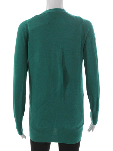 J Crew Women Merino Wool V Neck Cardigan Green Long Sleeve Size S