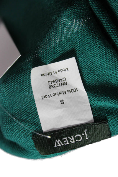J Crew Women Merino Wool V Neck Cardigan Green Long Sleeve Size S