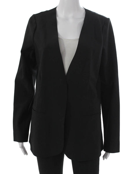 Athleta Womens Black Nylon Pant Suit Blazer Long Sleeve Snap Size 12
