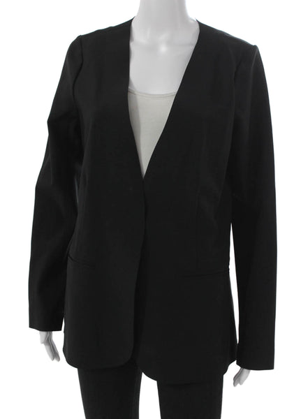 Athleta Womens Black Nylon Pant Suit Blazer Long Sleeve Snap Size 12