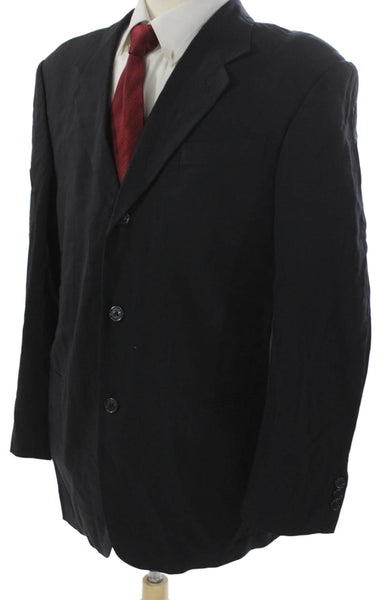 Donna Karan Men's Black Wool Blazer Button Front Size 42