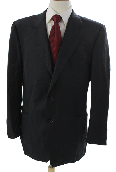 Hickey Freeman Men Gray Checked Blazer Button Closure Size 42