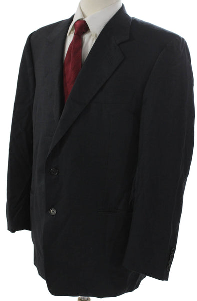 Hickey Freeman Men Gray Checked Blazer Button Closure Size 42