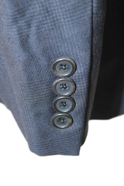 Hickey Freeman Men Gray Checked Blazer Button Closure Size 42
