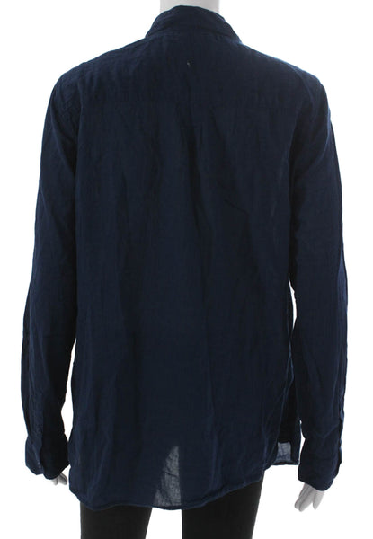 Banana Republic Womens Tunic Button-Up Collared Long Sleeve Blue Cotton Size L