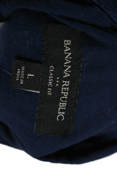 Banana Republic Womens Tunic Button-Up Collared Long Sleeve Blue Cotton Size L