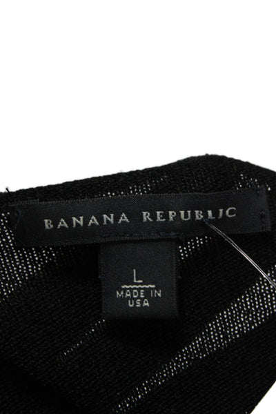 Banana Republic Women Black V-Neck Long Sleeve Basic Blouse Rayon Size L