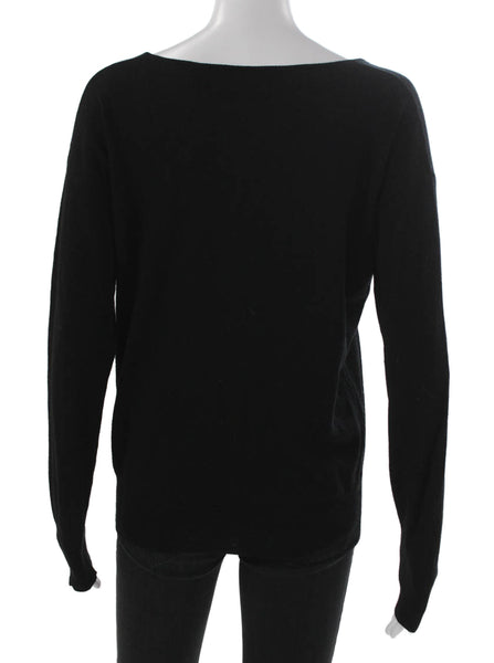 Country Road Women Black Wool V Neck Pullover Sweater Long Sleeve Size M